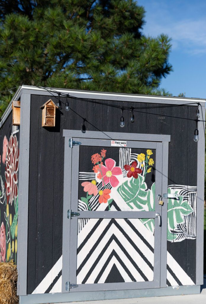 Mural art shed in garden 1 - Denver Urban Gardens